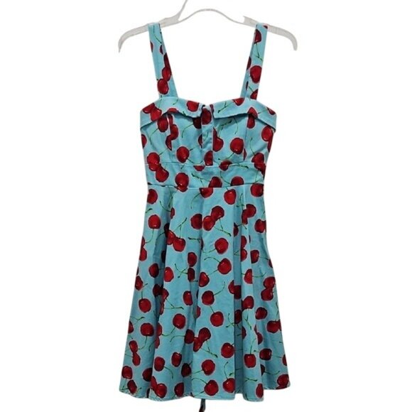 Ixia Retro Cherry Print Swing Dress Size Medium USA Quirky Novelty Rockabilly - Picture 2 of 12